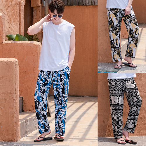 长裤男士棉绸凉凉睡裤沙滩裤