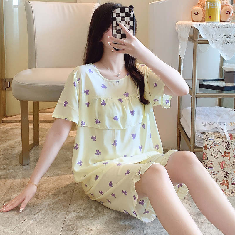 棉绸睡衣女夏天薄款小清新