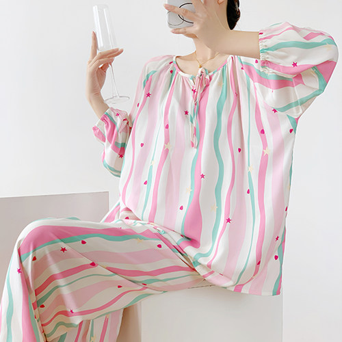 女长袖棉绸睡衣2026新款