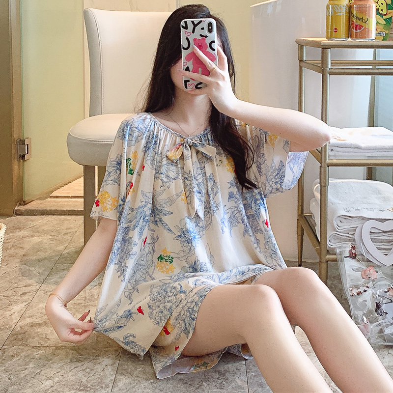 睡衣女夏季绵绸新款家居服