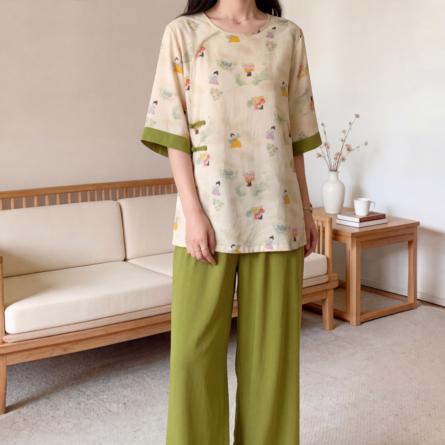 2026新款棉绸睡衣女士夏季薄款中袖套装可外穿人造棉家居服巨好看
