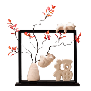 新中式暖居福气熊高端大气装饰品客厅电视柜玄关家居搬家乔迁礼物