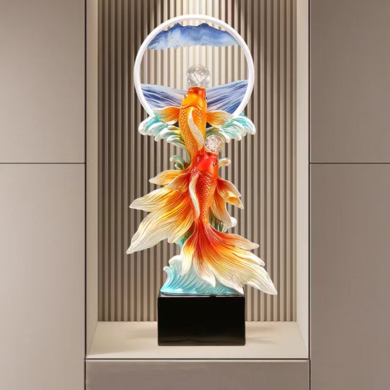 年年有余流沙画摆件入户玄关壁龛高档锦鲤装饰乔迁新居礼物送朋友图片