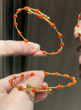 18K金美松南红手镯原创设计实物拍摄深圳水贝实体店可代发