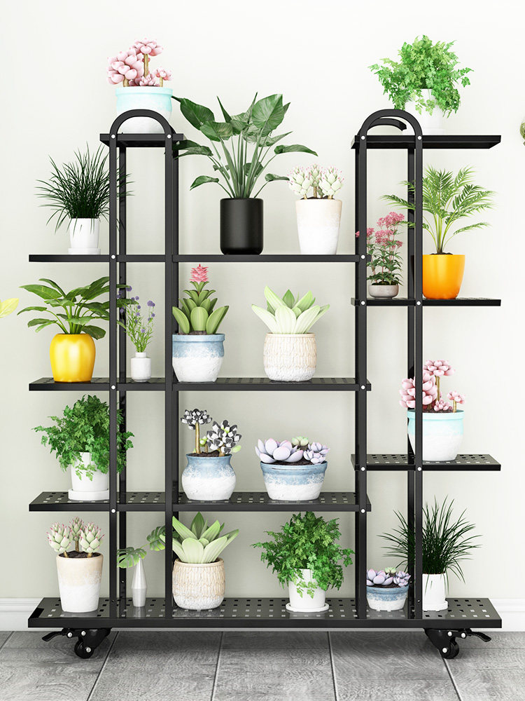 花架储物架阳台花架室内客厅花盆落地植物展示带轮子的移动花盆架