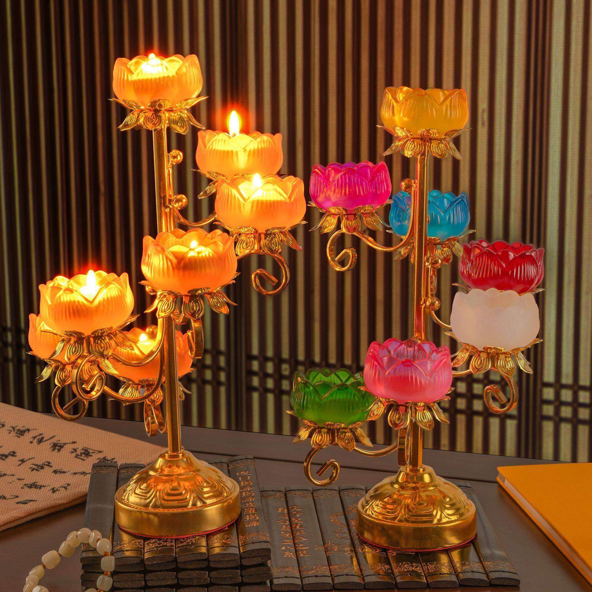 莲花酥油灯七彩色步步高