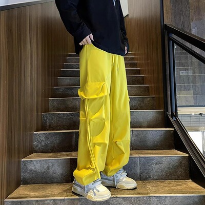机能工装裤男女秋季高腰直筒阔腿设计显瘦小众宽松休闲拖地长裤潮
