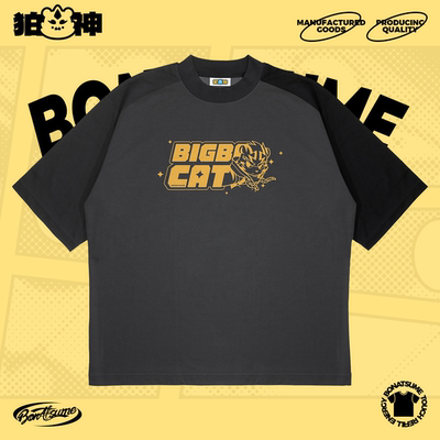 【BON】2025春夏插肩短袖T恤大猫白刃休闲福瑞FURRY210g纯棉