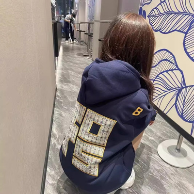 国潮美式oversize连帽卫衣女春秋新款设计感小众高街情侣外套上衣