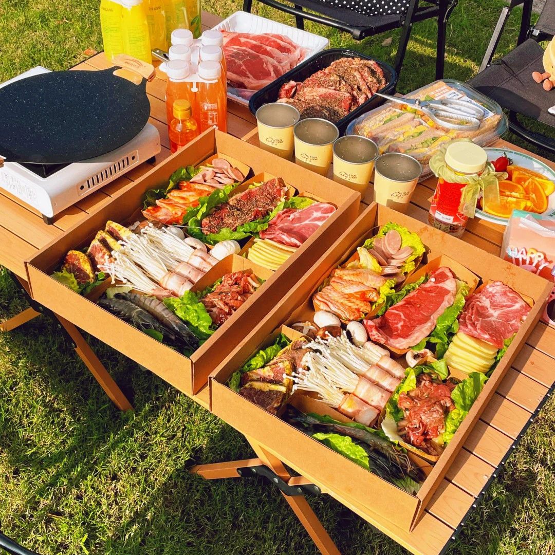 春游一次性牛皮纸野餐盒包装盒