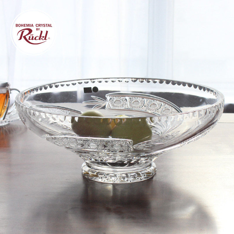 捷克原装ruckl纯手工精科水晶高脚果斗奢华水果盘欧式家居摆件