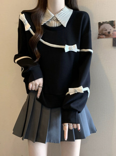 韩系chic别致两件套学院风初秋冬季新款卫衣百褶裙穿搭jk制服套装