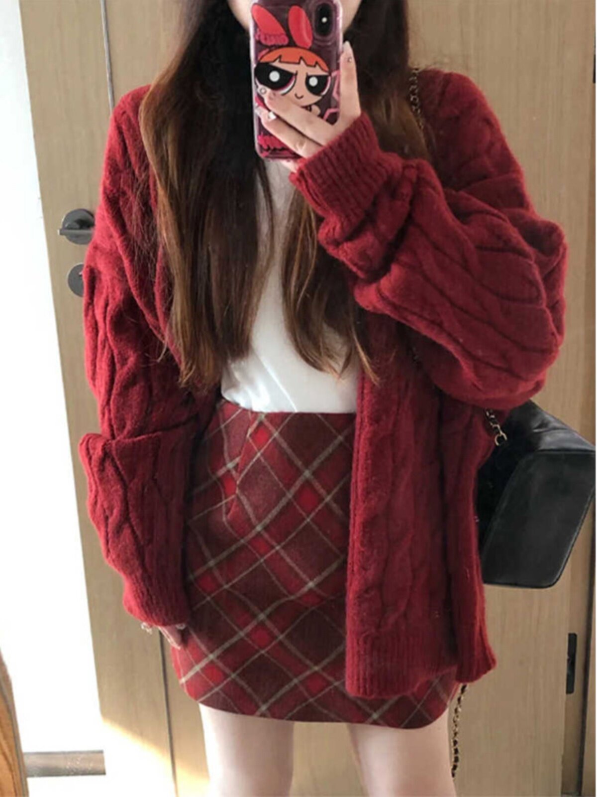 韩系慵懒风氛围感圣诞女装学院风jk制服套装小香短裙穿搭两件套冬