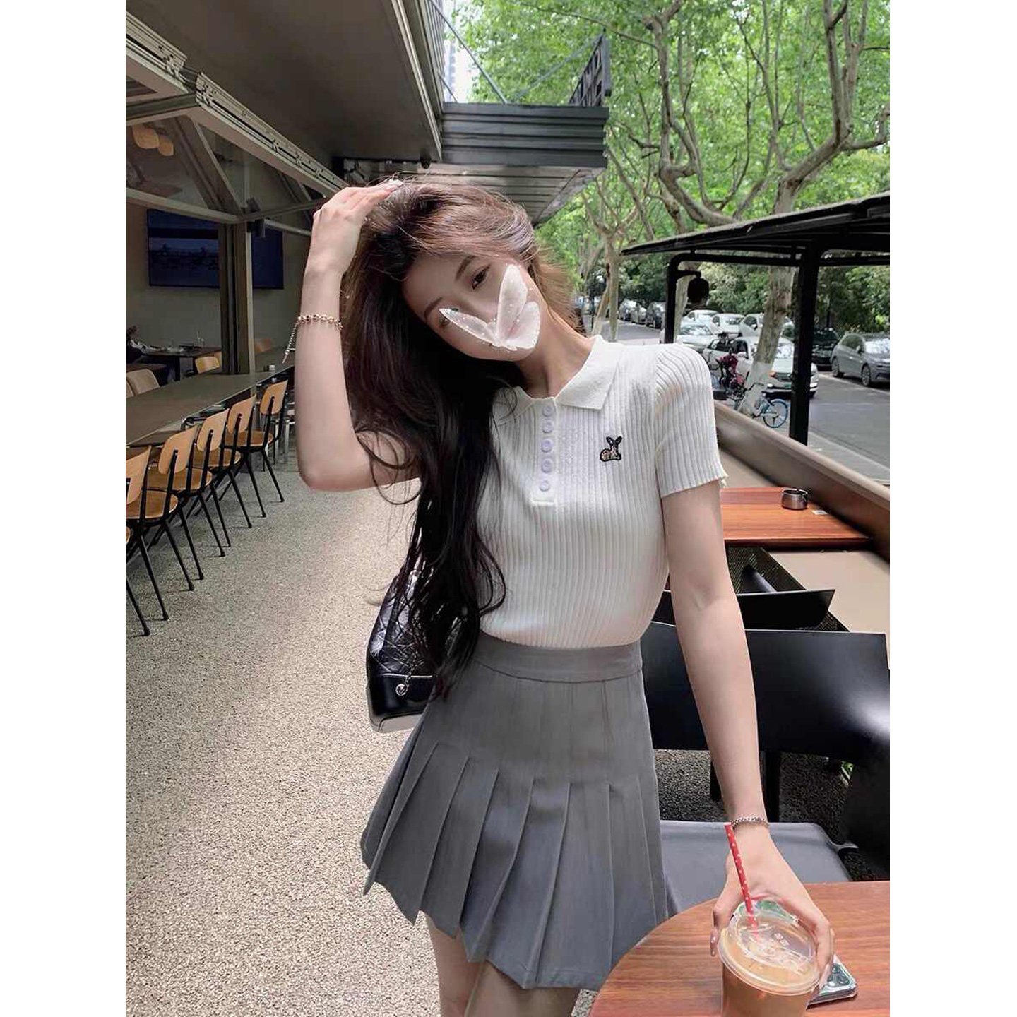 韩系高级感百褶裙套装学院风jk制服短裙别致独特小个子迪士尼穿搭