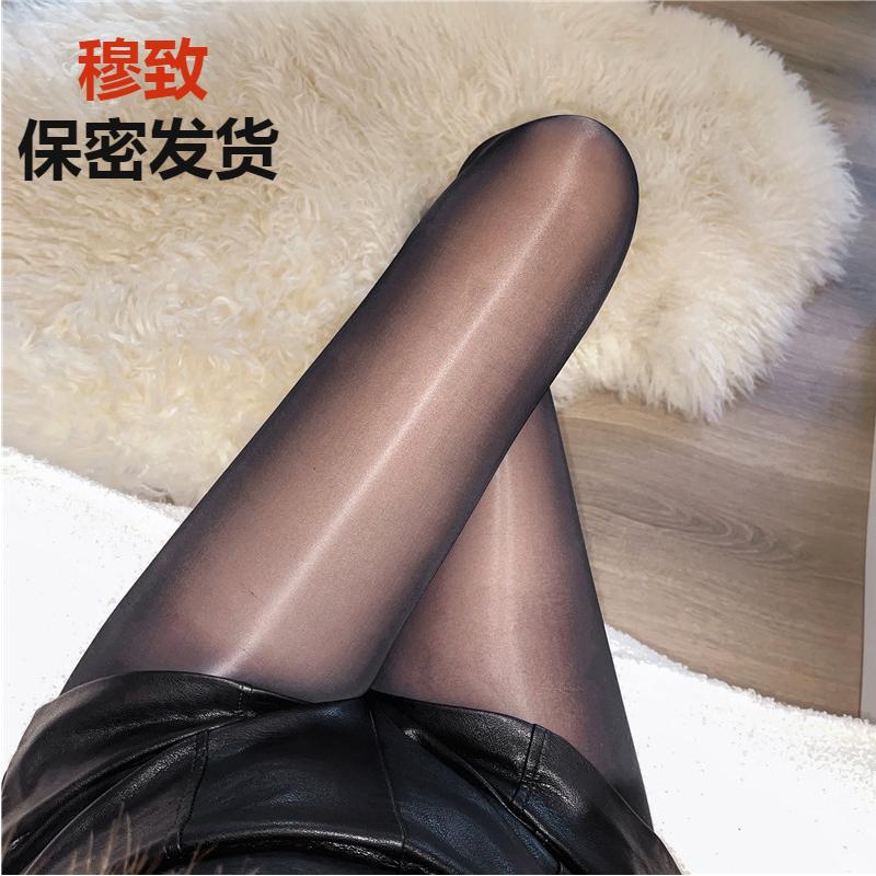 马油丝袜春夏薄款面膜钢丝袜大码防勾丝性感黑丝女油亮连裤袜
