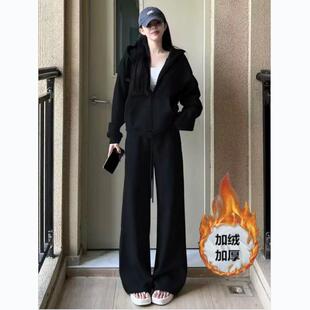 ROUMIKL韩系显瘦运动服套装女秋冬季学生宽松韩版时尚连帽卫衣休