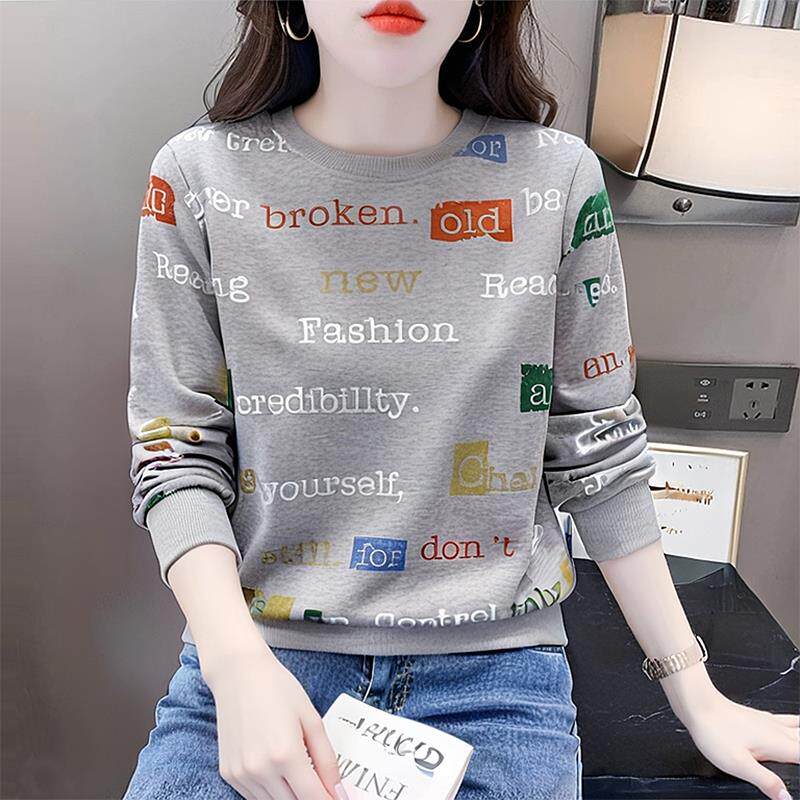 ROUMIKL秋季长袖t恤女士宽松打底衣女2025新款高级感可外穿时尚洋