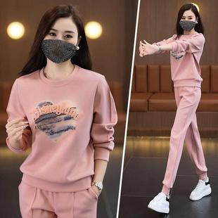 ROUMIKL纯圆领卫衣休闲运动服小个子套装女新款春秋时尚洋气减龄