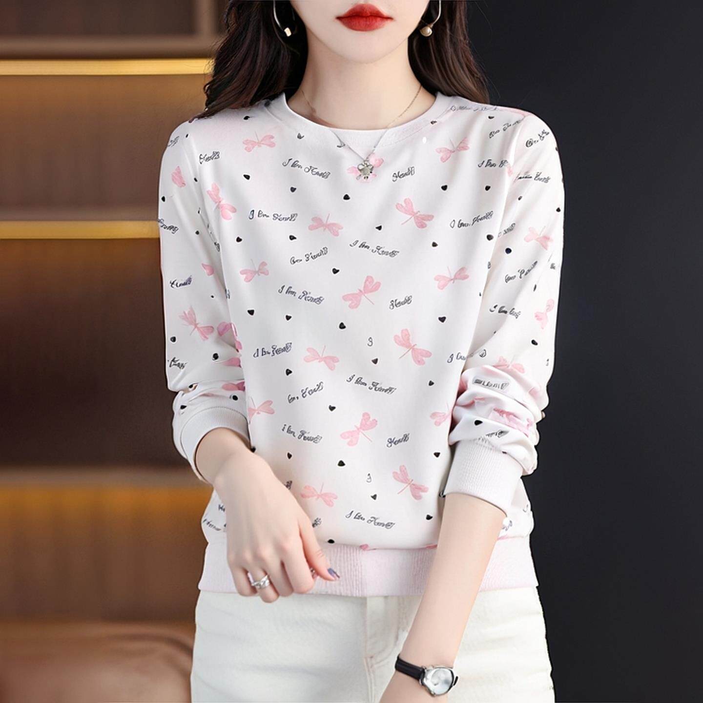 ROUMIKL秋季宽松长袖t恤女2025新款秋衣设计感外套女装外穿时尚减