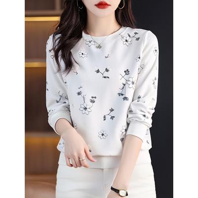 ROUMIKL秋季圆领长袖t恤女2025新款宽松通勤百搭上衣秋衣时尚妈妈