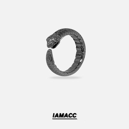 IAMACC新款暗黑系蛇戒指冷淡风个性小众手饰品开口可调节潮男指环