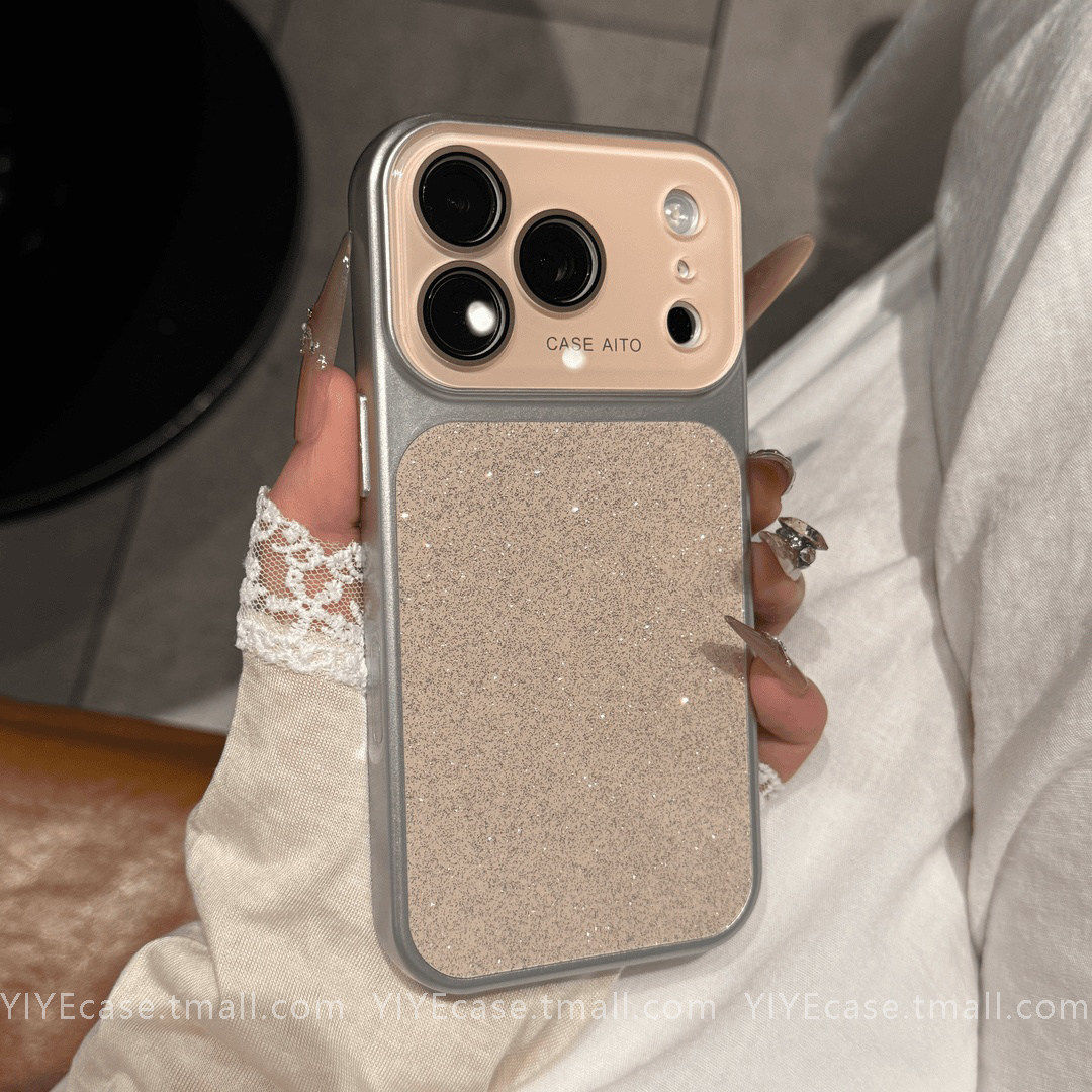 ins高颜值时尚奢华闪粉适用苹果17promax手机壳新款iPhone16pro女15高级感14pro情侣13全包镜头膜pm防摔小众