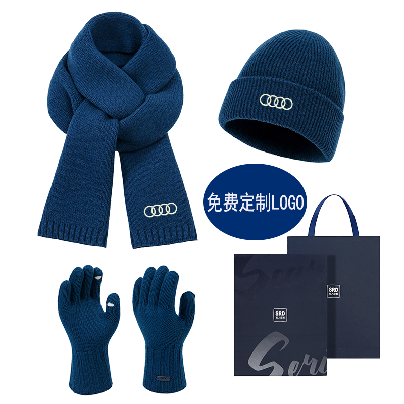 围巾三件冬帽子手套保暖100%羊毛