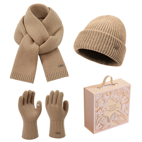 100%纯羊毛围巾帽子手套加厚保暖