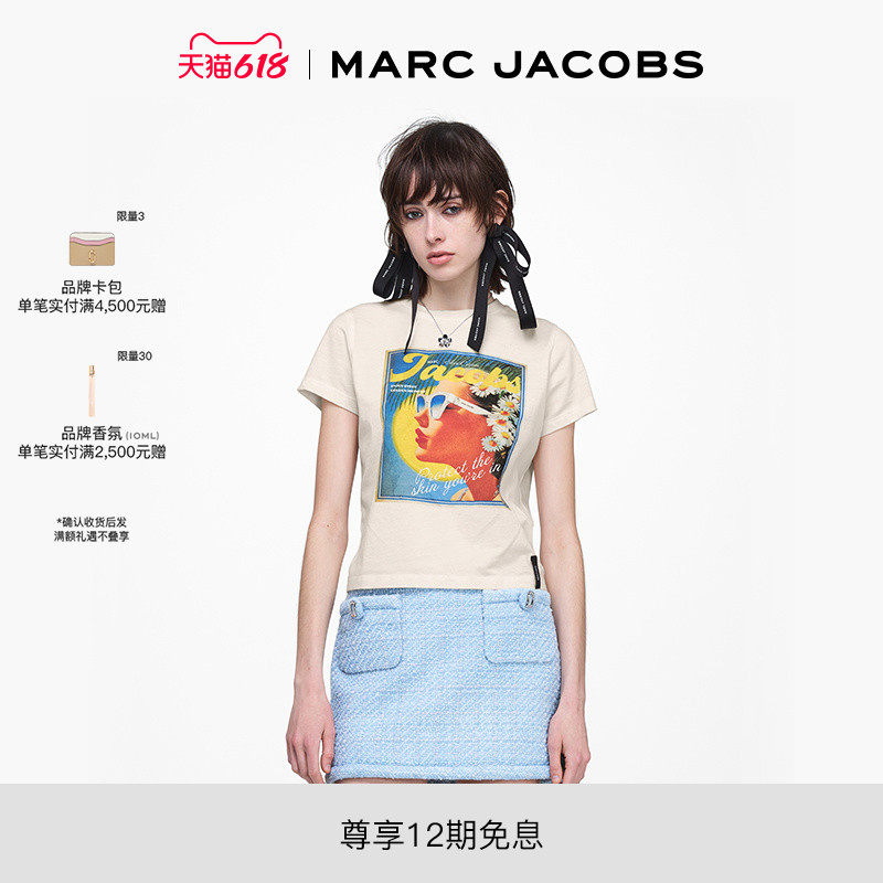 【新品】MARC JACOBS/莫杰 MJ 棉质做旧复古风画报风设计T恤上衣
