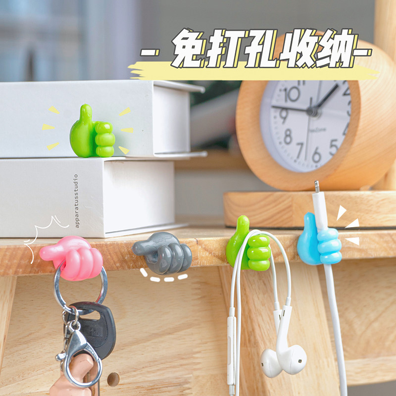 免打孔理线器挂钩大拇指数据线学生宿舍粘钩桌面收纳固定整理线头