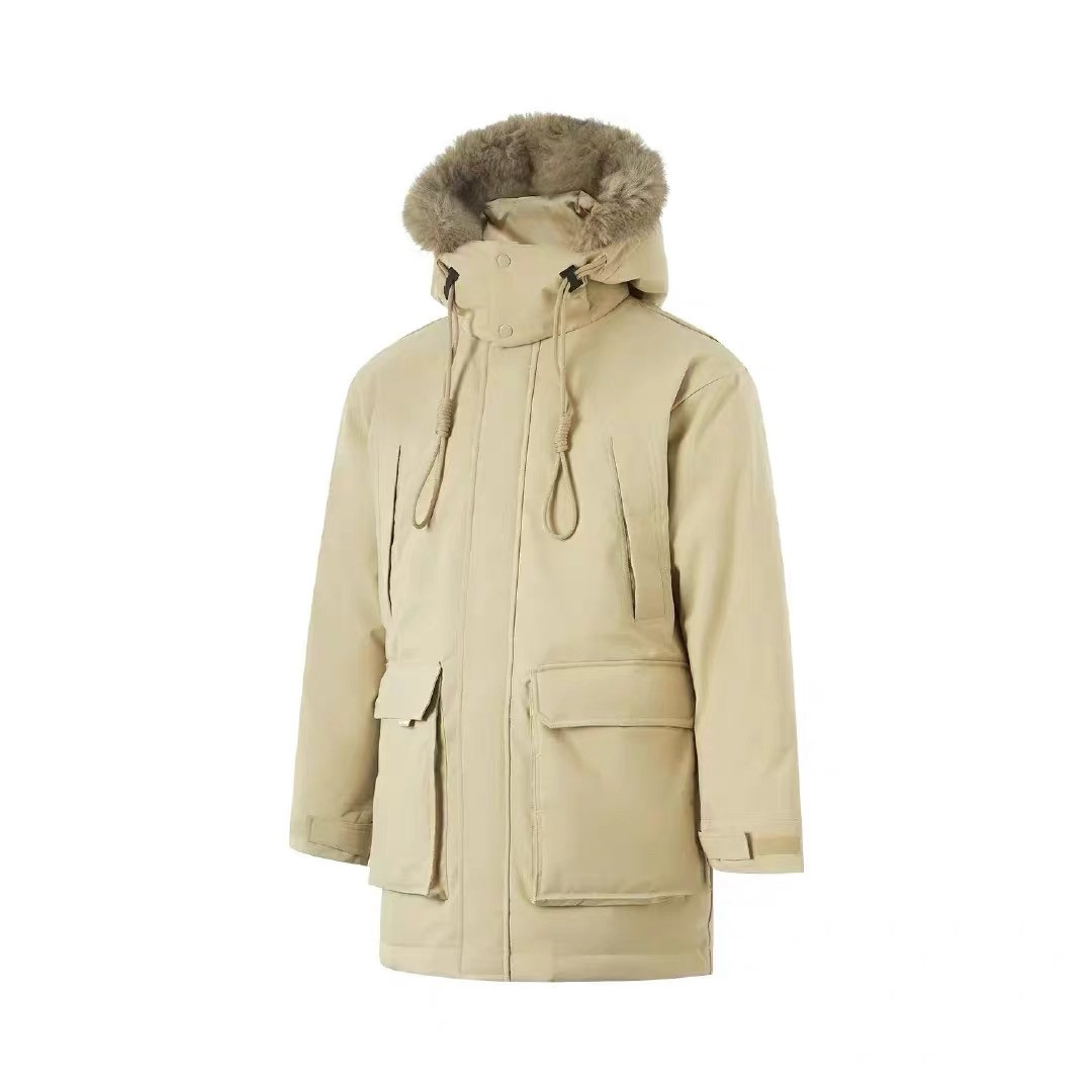 李宁中长款羽绒服男子冬季宽松运动鸭绒保暖连帽百搭外套AYMU361