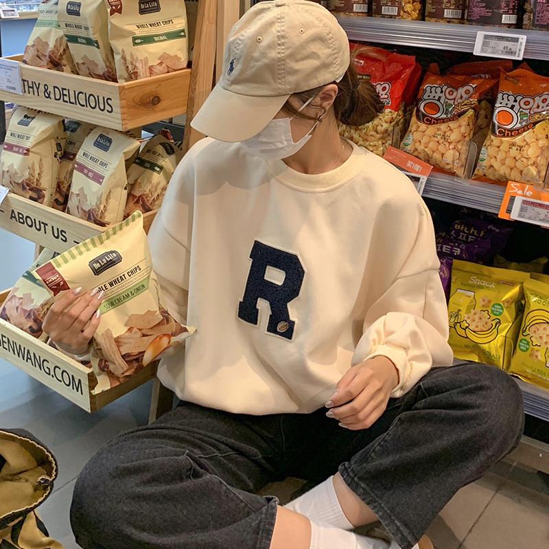 国潮春秋季新款blackbb卫衣女薄上衣学院风百搭宽松美式复古上衣