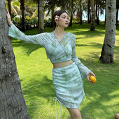 女 比基尼胖mm四件套分体度假显瘦性感度假泳装 2025新款 高级感大码