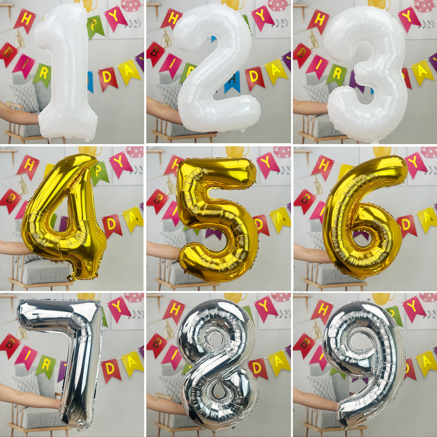 32寸数字气球生日宝宝周岁百天场景布置道具拍照装饰网红铝膜气球