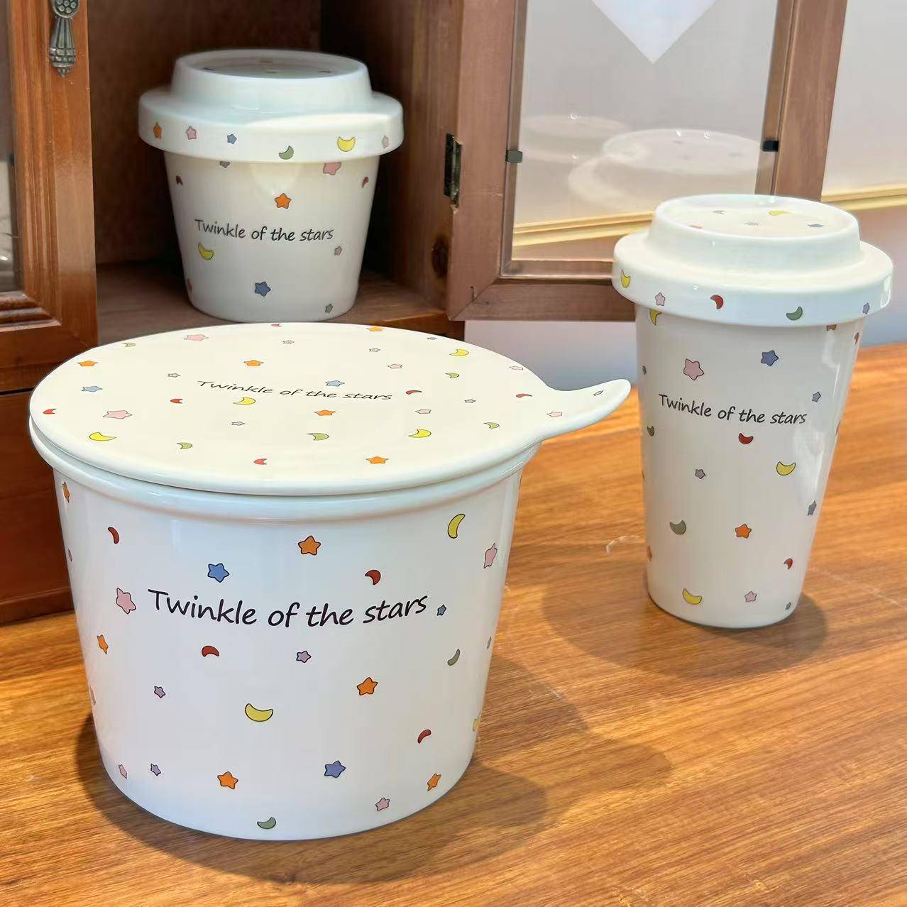 【明星同款】泡面碗带盖陶瓷碗大容量高颜值女生可爱学生宿舍家用