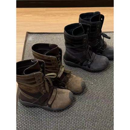 H55女鞋巴恩公式2025新款拳击靴水洗做旧覆古女款系带高帮骑士靴