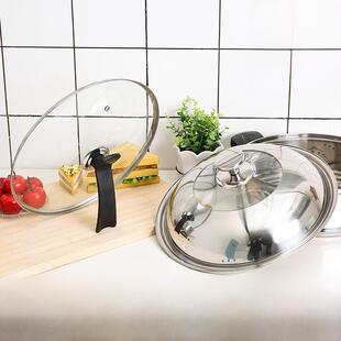 锅盖家用盖玻璃钢化耐高温不锈钢32厘米锅通用透明烹饪盖圆形