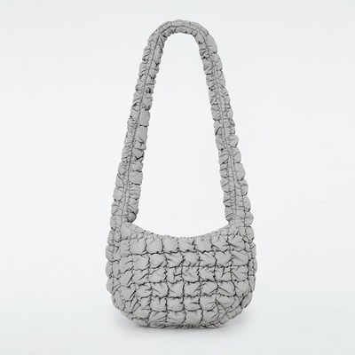 褶皱灰色中号手提单肩斜挎云朵包