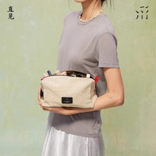 SUPERMERCY直见化妆包水洗亚麻原创便携式收纳袋旅行手提洗漱女包
