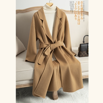 2024秋冬季新款双面羊绒大衣女中长款腰带高端羊毛呢外套1799