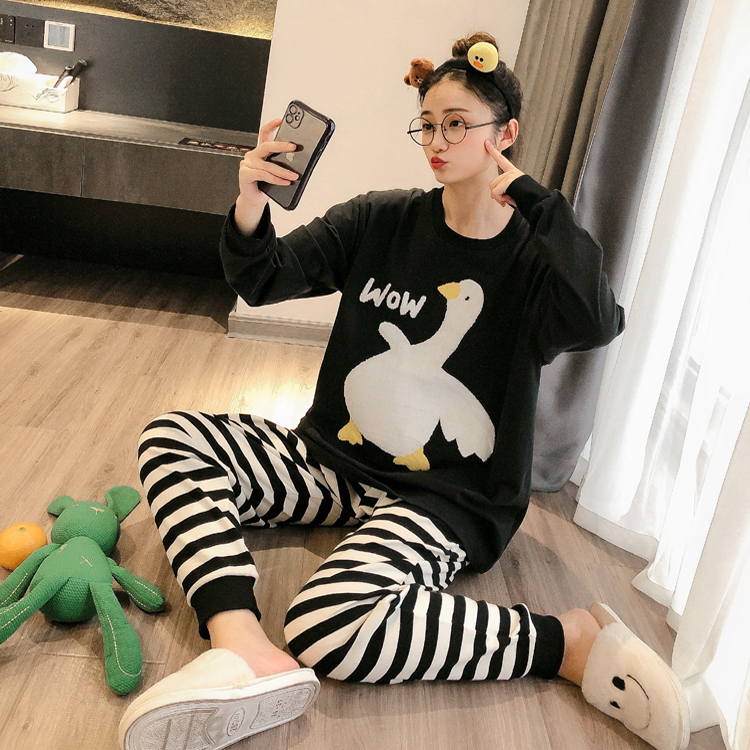 新款纯棉长袖长裤家居服