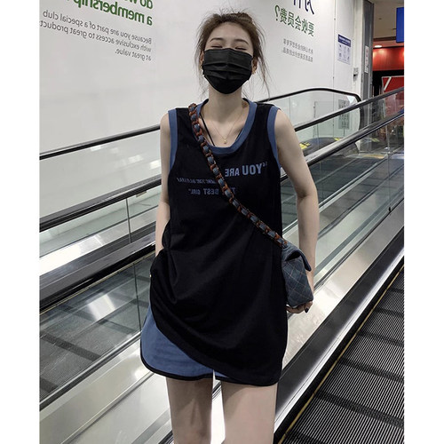 女士纯棉无袖短裤睡衣