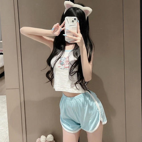 女士纯棉卡通可爱睡衣套装