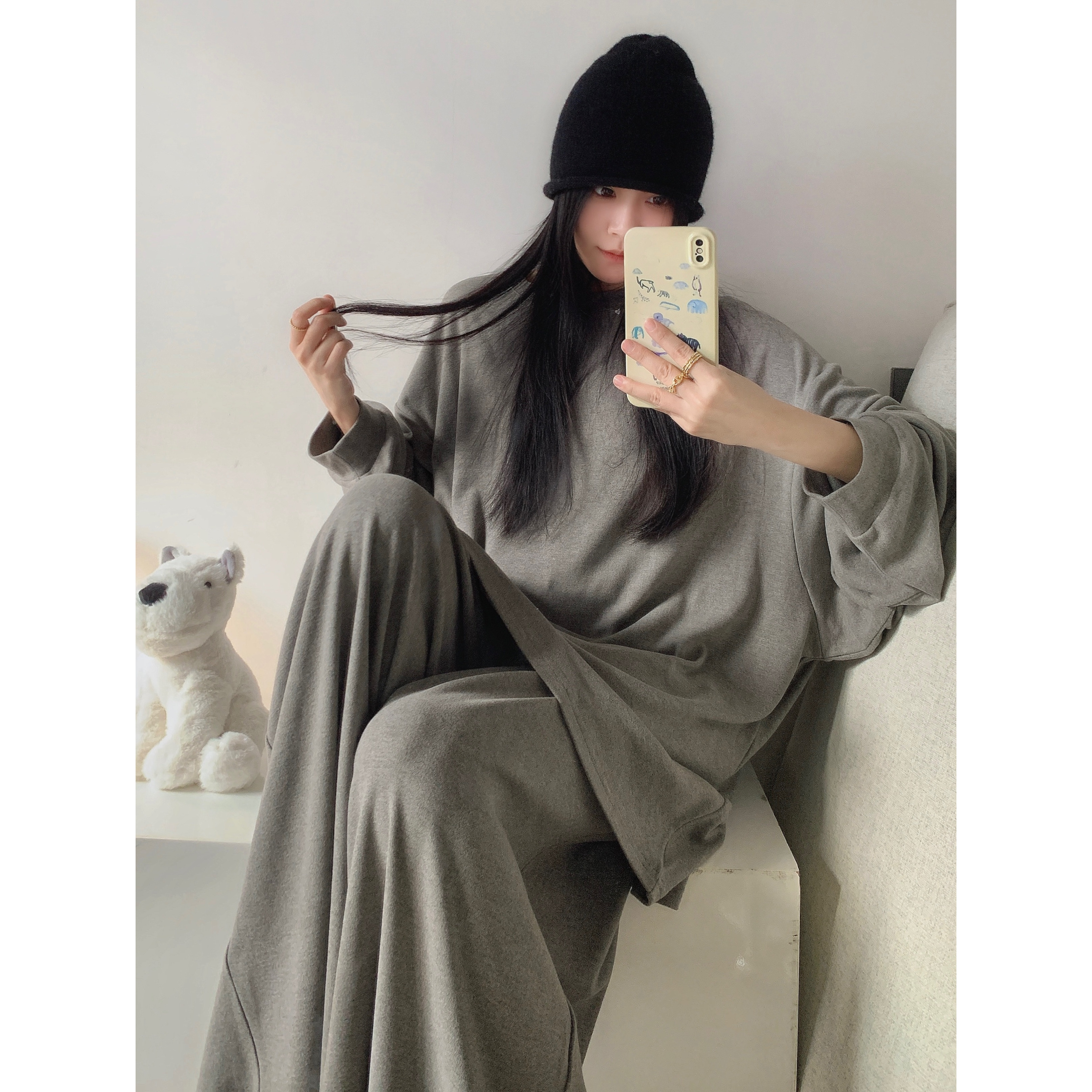 2025新款睡衣女春秋季长袖长裤休闲甜美纯色家居服套装可外穿秋冬