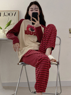 可外穿学生少女甜美家居服女士 长裤 韩版 休闲卡通可爱睡衣女士长袖