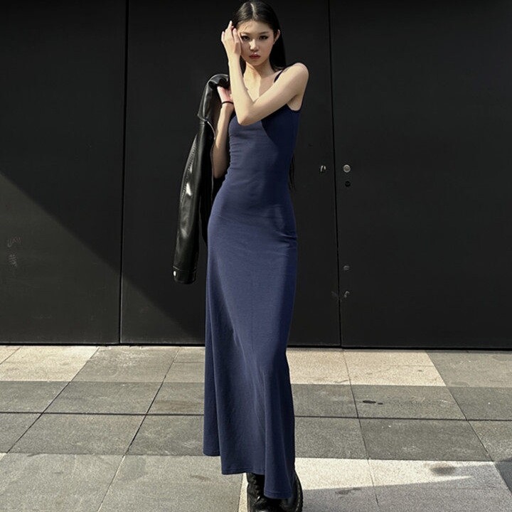 长裙到脚踝超长款睡衣夏天女薄款修身款纯棉家居连衣裙无袖睡裙女图片