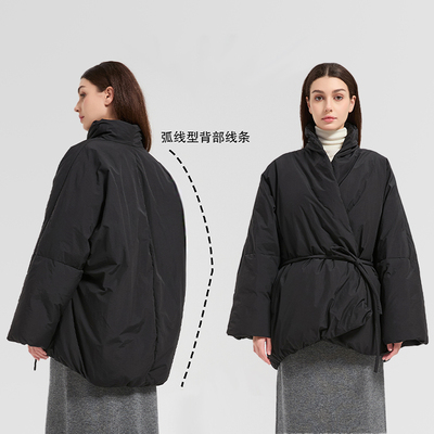 Jennie风抽绳道袍式95捷克白鹅绒