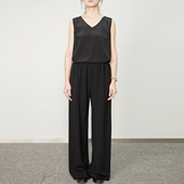 背心套装 老钱风醋酸乱麻阔腿裤 100%真丝桑蚕丝V领无袖
