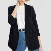 外套女小个子春秋款 高端七分袖 条纹西装 休闲早级感垫肩炸街百搭薄