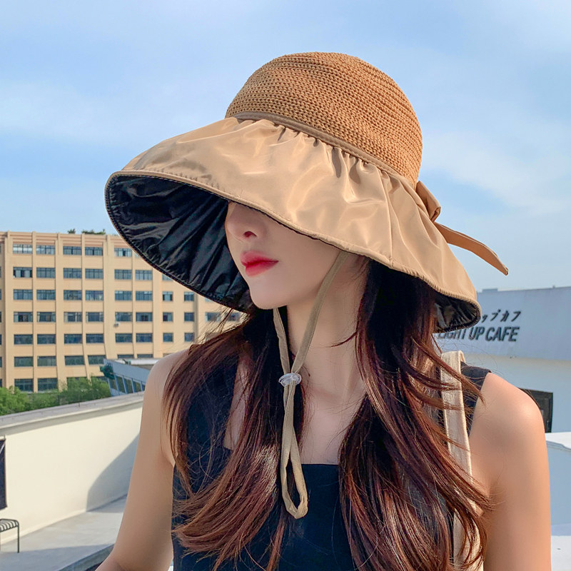 Classy key新加坡设计师联名款黑胶蝴蝶结防晒帽子显脸小渔夫帽潮